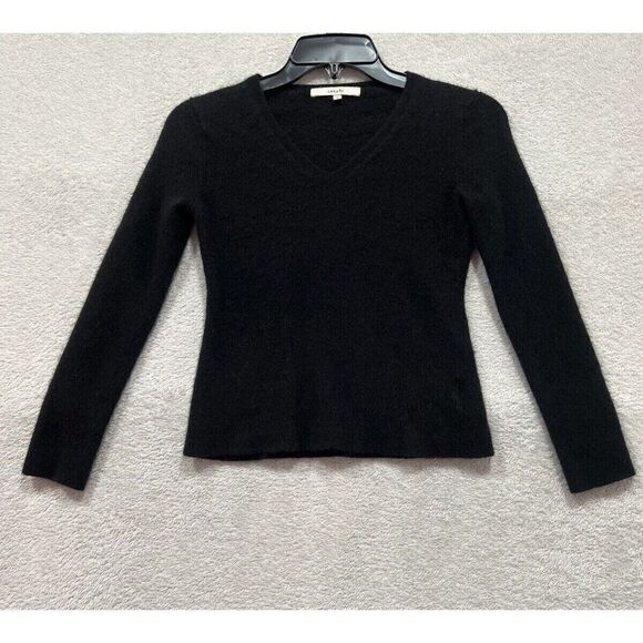 Lark & Ro Sweater Women's Size Small Black 100% Cashmere V-Neck Long Sleeve - Picture 2 of 8